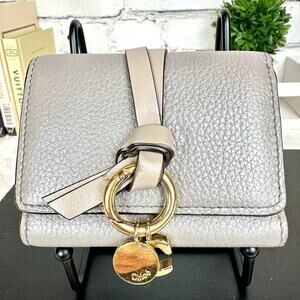 CHLOE gray leather monogram compact wallet GREAT!